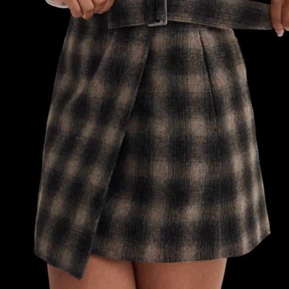 MADEWELL
Buckle-Belt Wrap Mini Skirt in Larsa Brushed Plaid Sz 2 - Picture 3 of 9